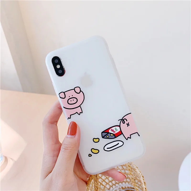 Забавный розовый чехол для iPhone X XR XS Max 6 S 7 8 plus Мягкий Прозрачный силиконовый пары