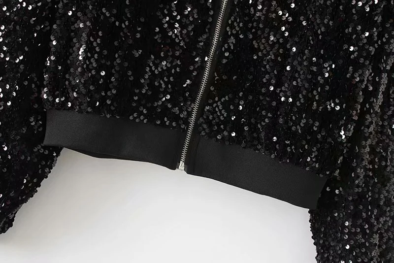 

Fashion Sequins bomber jacket for women Long Sleeve Streetwear Shine Zipper O-Neck Female Popular Autumn korean outerwear