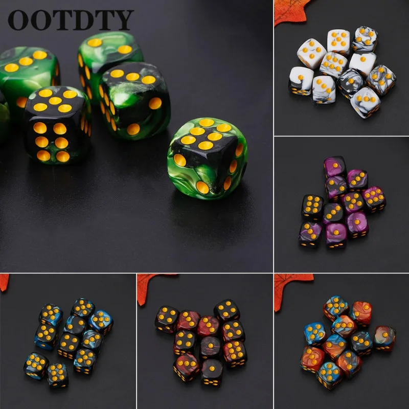 

OOTDTY 10pcs Six Sided 12mm Transparent Cube Round Corner Portable Table Playing Games Game Dices