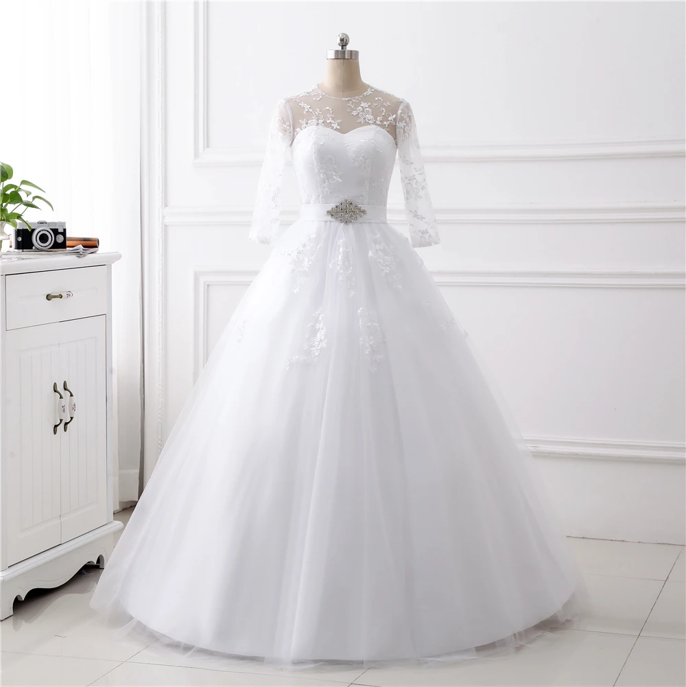 Ruthshen бальное платье Свадебные платья дешевые 3/4 рукава Кружева Тюль Vestidos De Novia винтажные белые цвета слоновой кости платья невесты