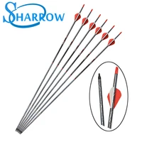 612pcs carbon arrows 30 hunting sp500 points vanes nock replaceable arrowhead for compound recurve bow shooting accessories