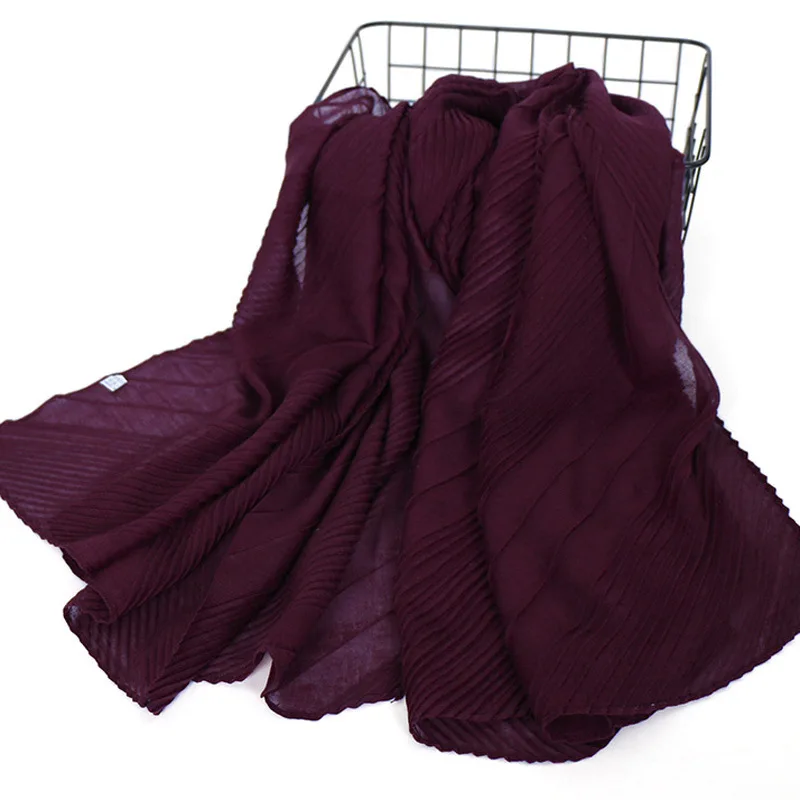 9 burgundy 10 шт./лот, Женский хлопковый хиджаб, шарф, однотонный, мусульманский хиджаб, шаль, ислам, тюрбан, морщины, головной убор, глушитель, шарфы, палантин - Цвет: 9 burgundy