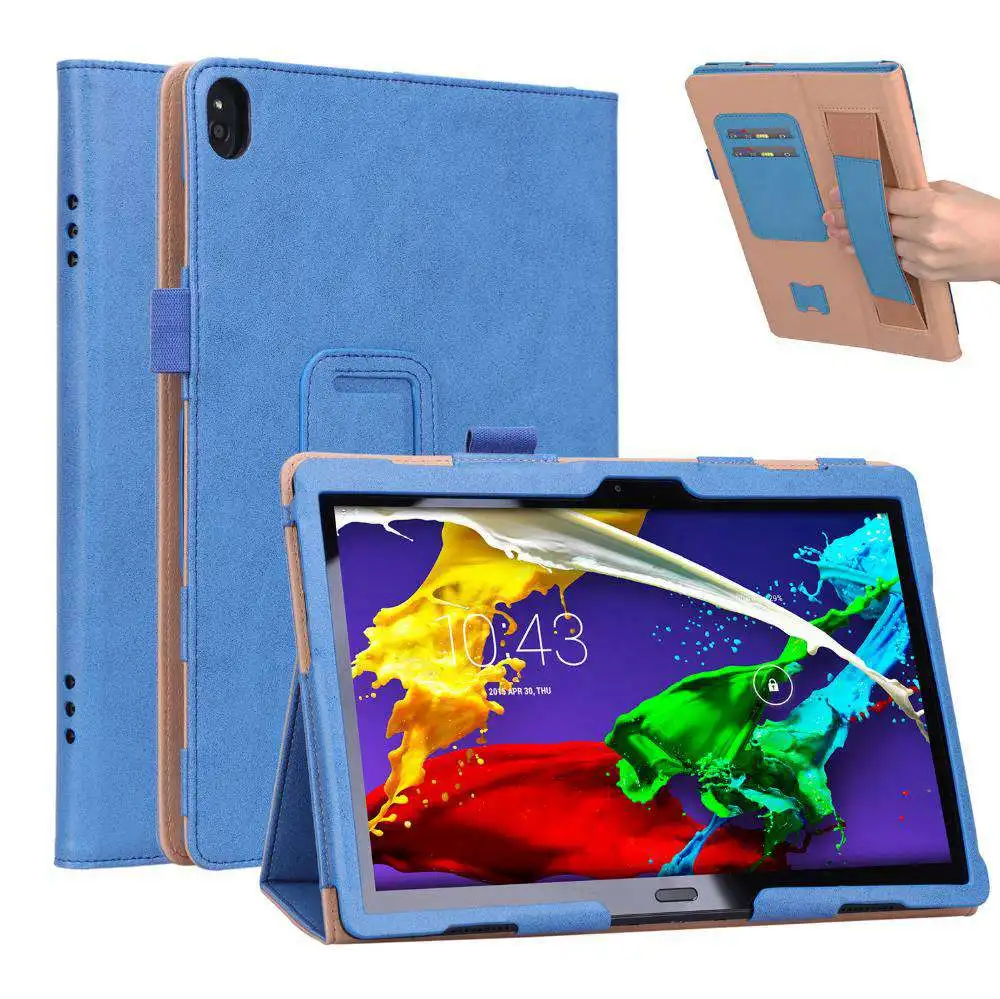 blue Чехол-подставка из искусственной кожи для lenovo Tab M10 TB-X605F, чехол-подставка для планшета M10 X605 10,1 дюймов, Чехол+ пленка - Цвет: blue