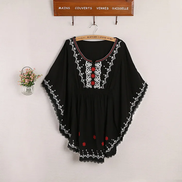 Лето 2016 Цветочная Этническая вышивка Геометрическая хиппи свободная