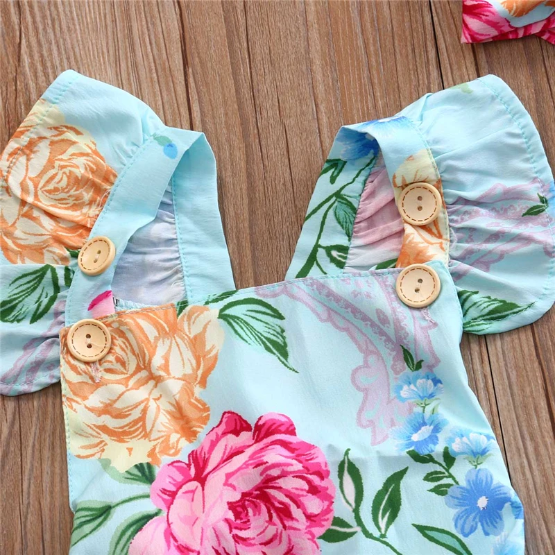 Комплект из 2 предметов для маленьких девочек с цветочным рисунком оборками и