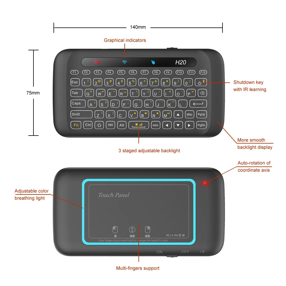 Мини клавиатура Air Mouse с тачпадом 2 4 ГГц USB 0|Комплекты мышь плюс клавиатура| |