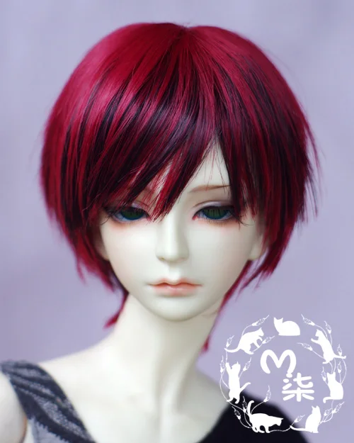 Новый черный микс красный красивый короткий парик для 1/6 1/4 1/3 22 ~ 24 см BJD SD DOT LATI DZ AA