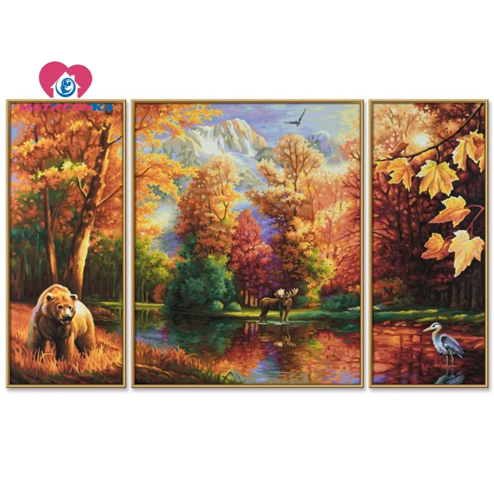 Вышитые алмазами пейзажи алмазная живопись вышивка крестиком модульные картины