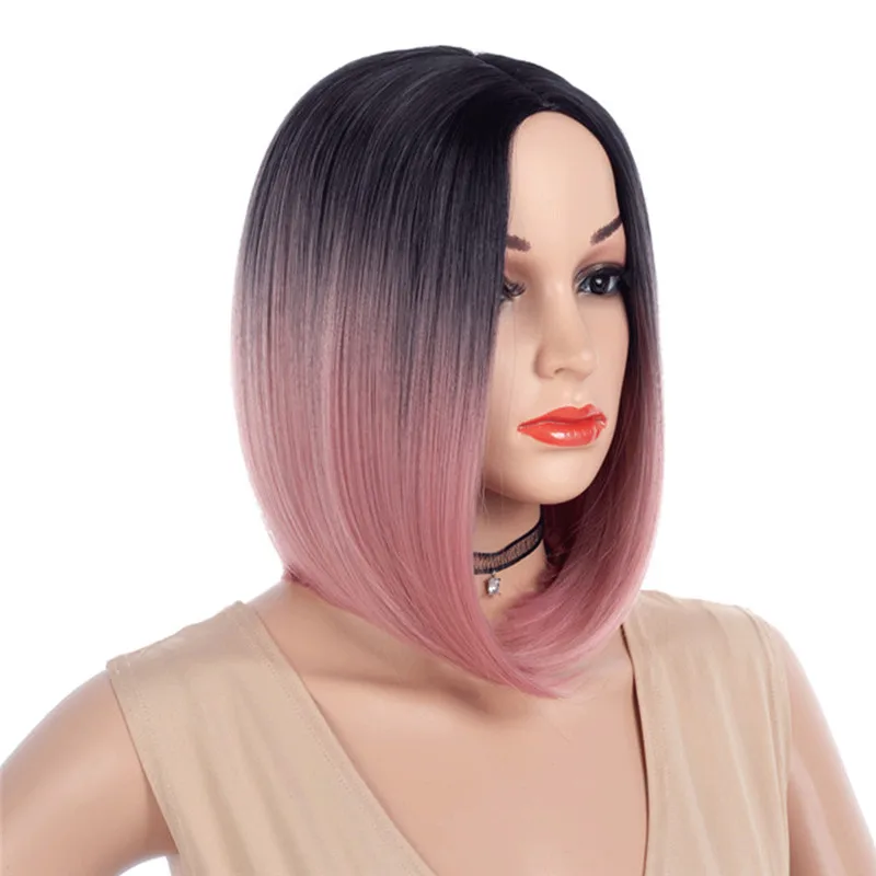 MSI Wigs два тона блонд Омбре парик натуральный афро короткие прямые волосы синтетические парики для женщин термостойкие