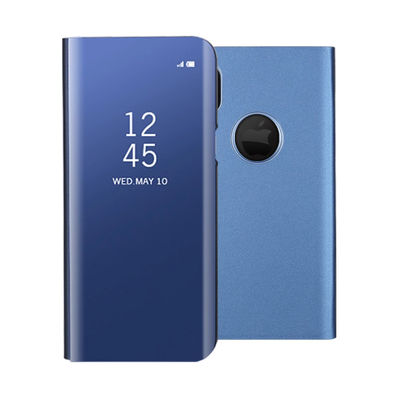 Зеркальный флип-чехол для samsung Galaxy Note 8, S6, S7 Edge, S8 Plus, J3, J5, J7, прозрачный умный чехол с окошком для просмотра, для iphone 6, 6s, 7, 8 Plus, X