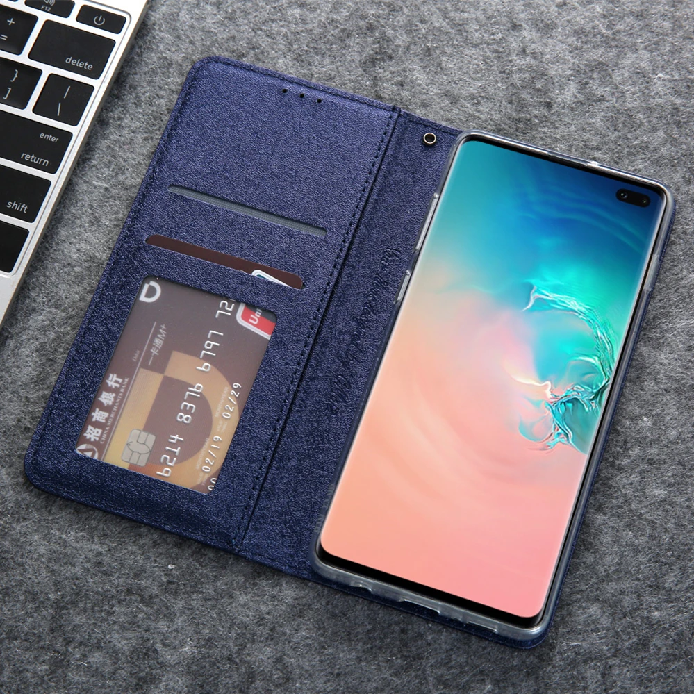 Чехол для Samsung Galaxy S10e кожаный Шелковый Магнитный чехол бумажник S10 Plus с откидной