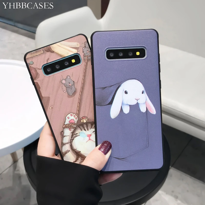 YHBBCASES мягкий чехол с мультипликационным карманом и кроликом для Samsung Note 8 9 Lazy Cat