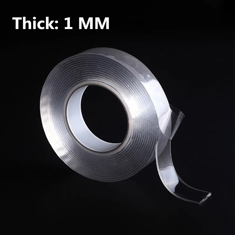 Thick 1MM 1/2/3/5 м двухсторонняя прозрачная нано лента-липучка «Magic Tape» Многоразовые Акриловые Nano лента никаких следов клей Стикеры Водонепроницаемый электикал лента - Цвет: Thick 1MM