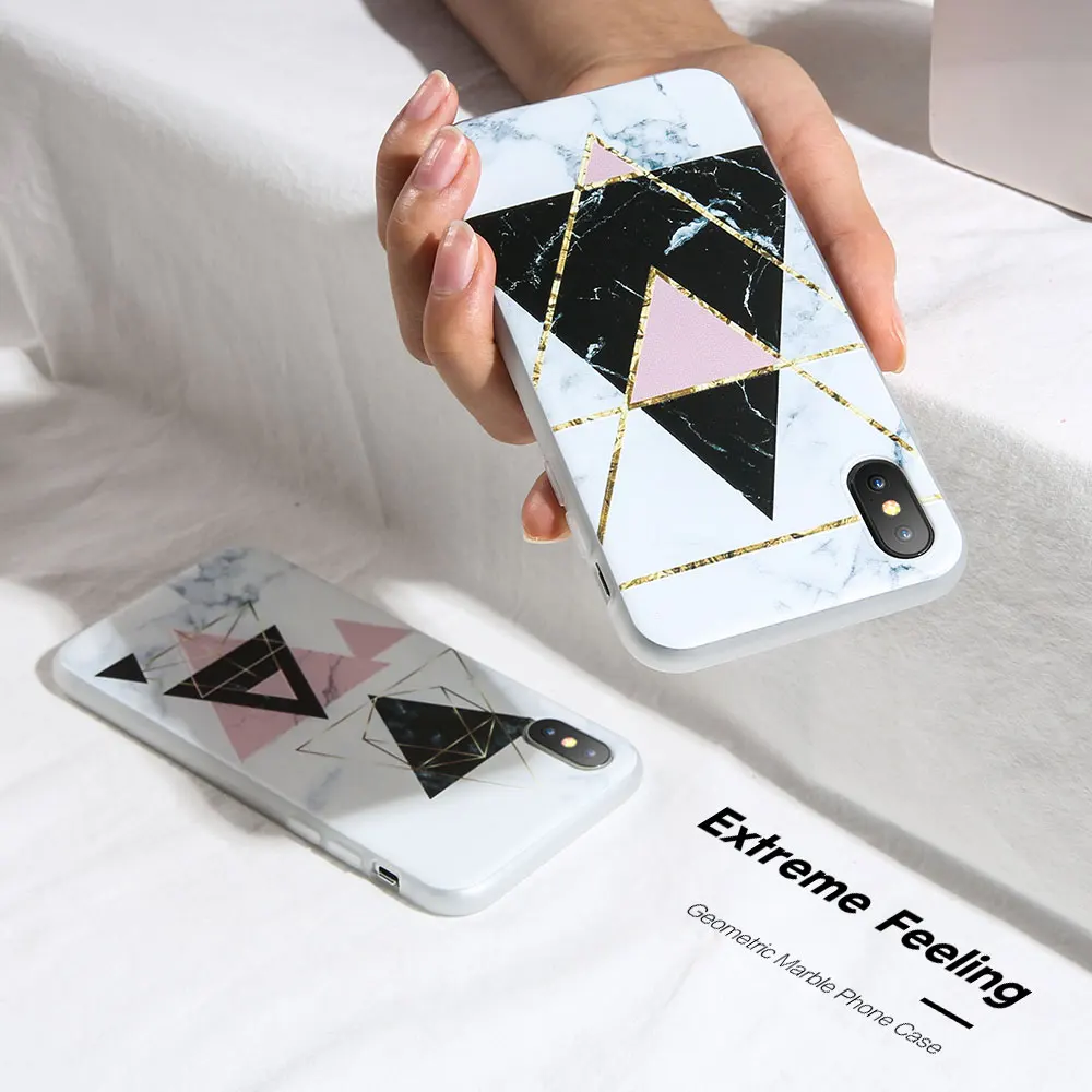 KISSCASE силиконовый чехол для Samsung Galaxy S8 S9 плюс треугольная Геометрия Мрамор A7 A6 A5 J3 J5