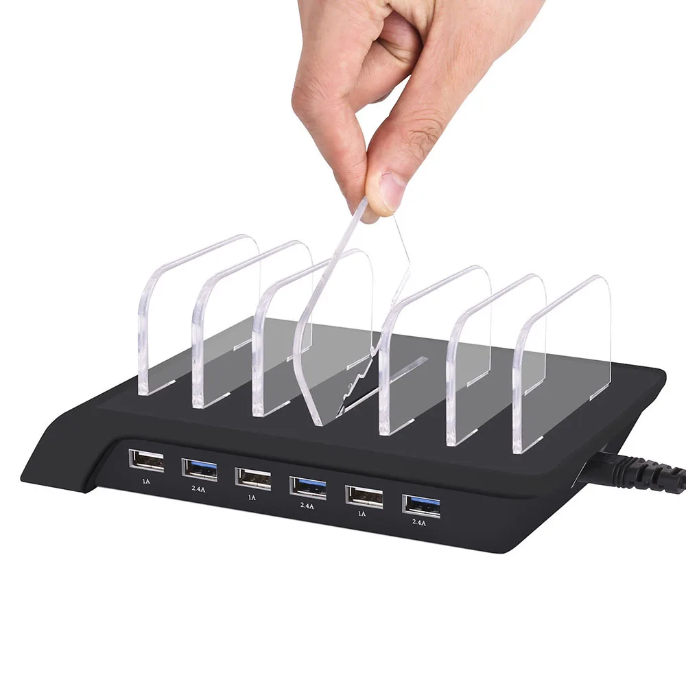 New 2.4A 6-Port USB Fast Charging Smart Charger Station Stand Desktop Chargers Dock For iPhone Android Tablet Good Quality | Мобильные