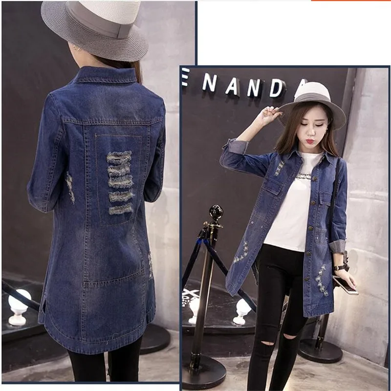 Женская джинсовая куртка OKXGNZ Весенняя свободная ковбойская средней длины