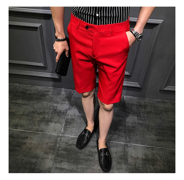 Короткий костюм брюки мужские платья брюки красные пятые Брюки Slim Fit Королевский синий Pantalon Slim Homme летние шорты Calca Social casual