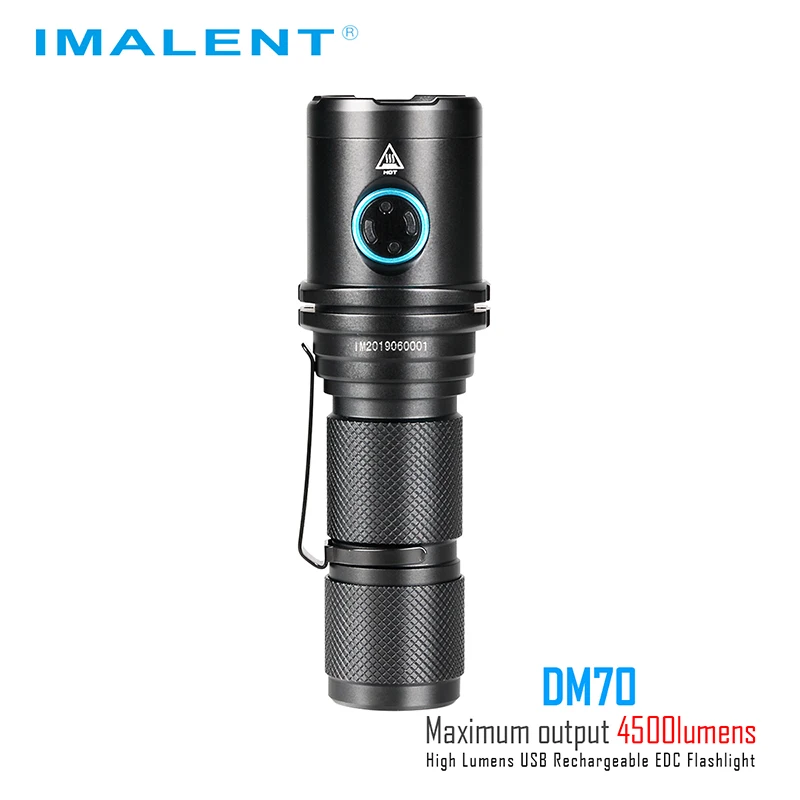IMALENT DM70 фонарик CREE XHP70.2 max 4500 люмен дальность луча 306 метров ручной фонарь + 21700 5000