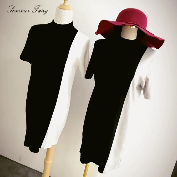 Новинка 2016 черно-белое вязаное шерстяное платье | Женская одежда