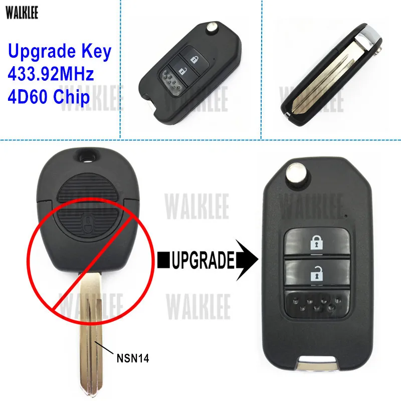 WALKLEE Upgrade Flip Remote Key DIY для Nissan Almera/Micra/Primera/Patrol/X Trail Terrano/Pulsar/Navara/Tino|Ключ от авто| |