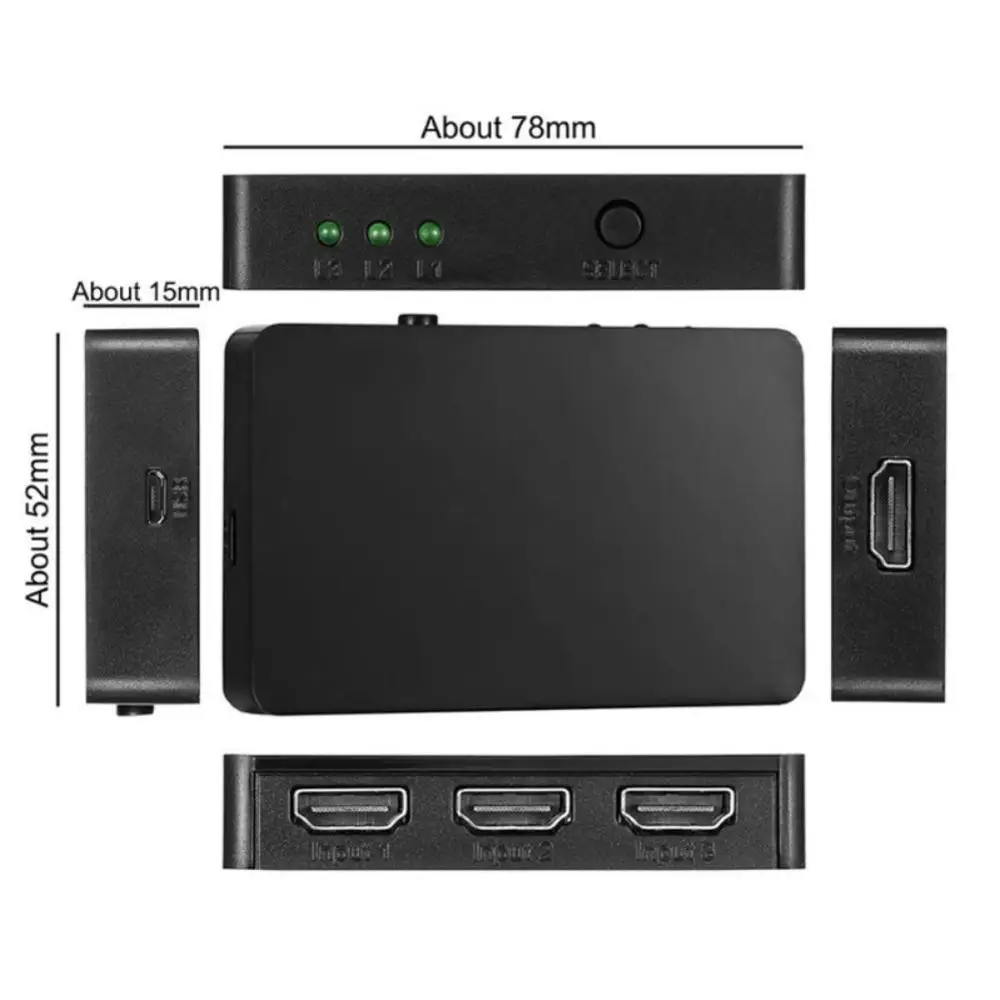 3 в 1 HDMI сплиттер переключатель портовый концентратор автоматический + пульт