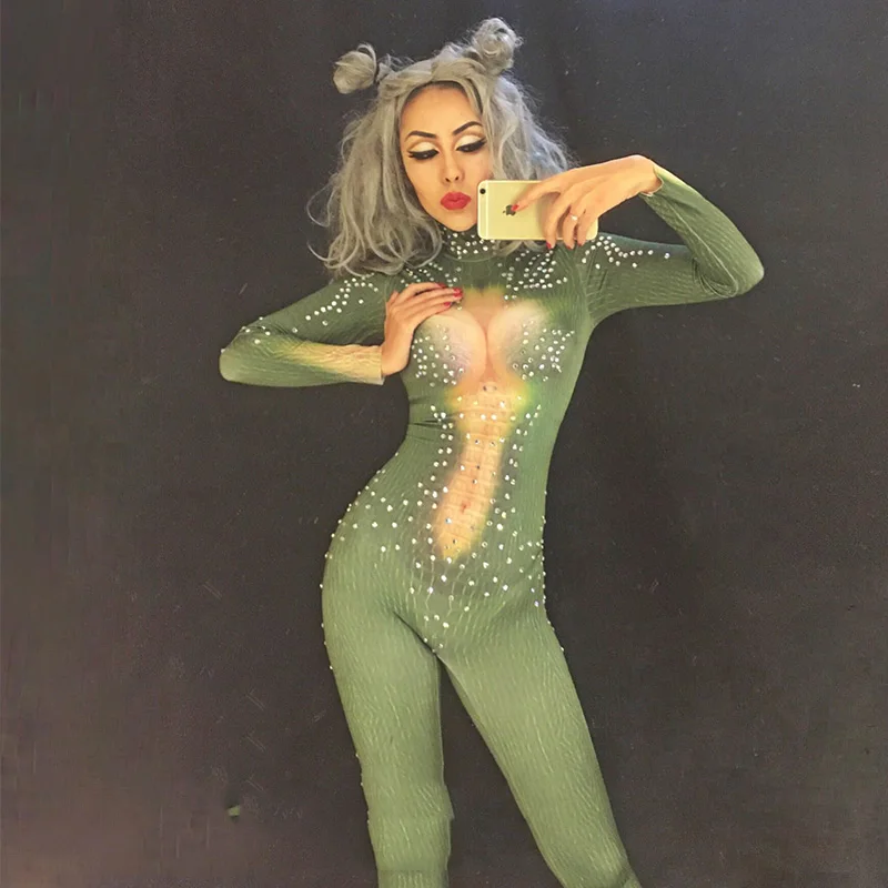 Sexy Bodysuit Sparkling Crystals Stones Jumpsuit for Singer Christmas Celebrate Nightclub Performance Stage Costume DNV10842 |