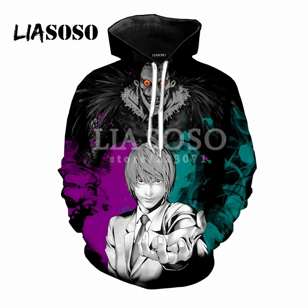 LIASOSO Осенняя мужская и женская модная толстовка с 3D принтом аниме Death Note, толстовки с длинным рукавом в стиле хип-хоп, Harajuku, пуловер, D094-01 - Цвет: 6