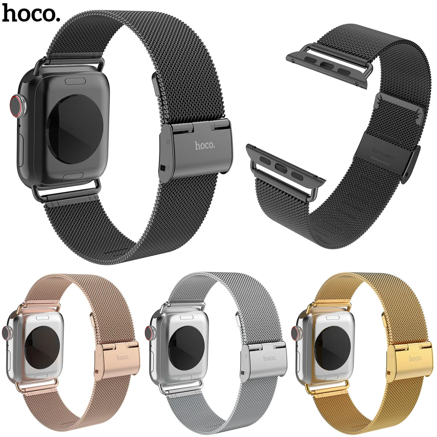 Ремешок для часов HOCO Milanese Loop для Apple Watch Series 5 4 3 2 1 ремешок 44 мм 42 мм 40 мм 38 мм сетчатый Браслет из нержавеющей стали