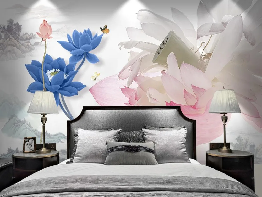 Chinese Wallpaper For Living room 3D Mural Ink and water Photo Printing Bedroom Decoration Sofa TV Backdrop | Обустройство дома