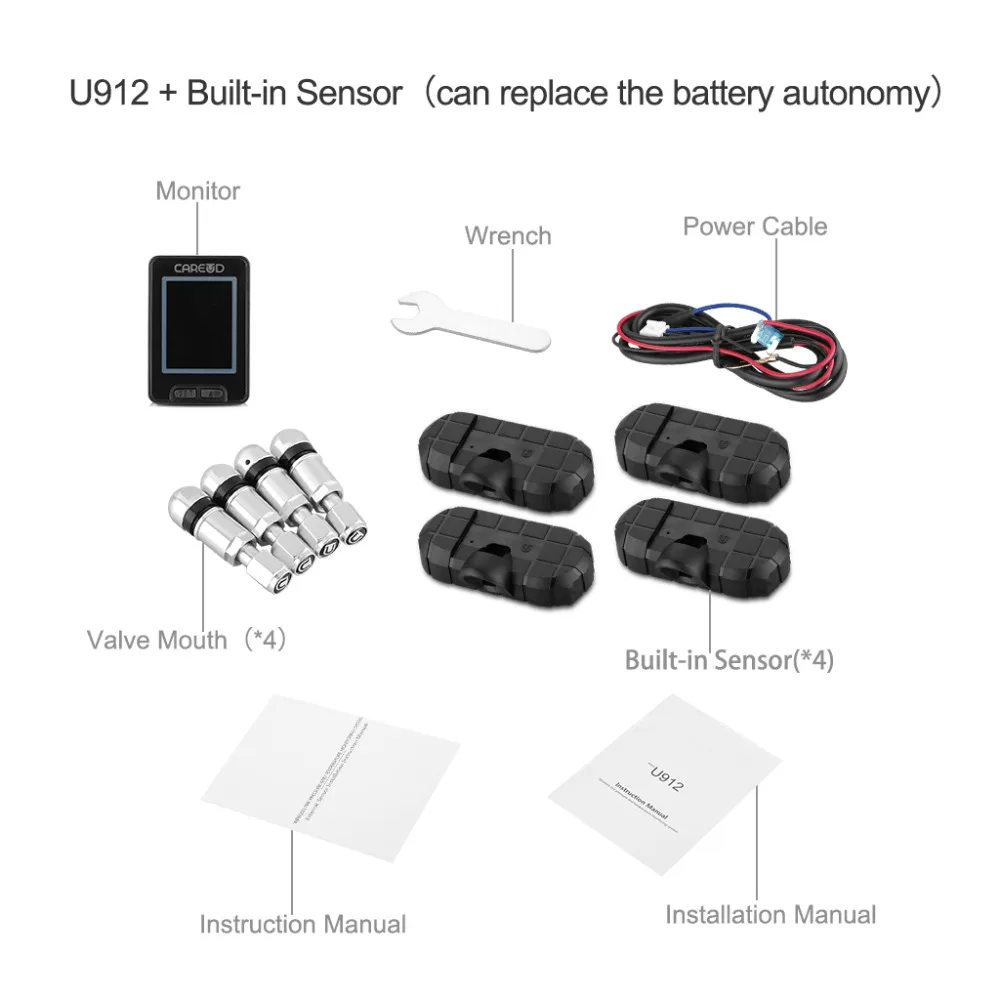 Для Honda CAREUD U912 Автомобильная электроника Беспроводная TPMS система контроля давления в шинах встроенный датчик ЖК-дисплей Встроенный монитор