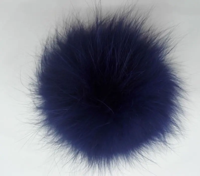 navy raccoon fur pom Зимние натуральный мех помпон из меха енота; модная обувь; лисий мех; балабоны для теплые вязаные шапочки Skullies шапки Шапки и сумки брелок - Цвет: navy raccoon fur pom