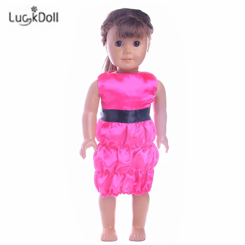 Набедренное платье LUCKDOLLFashion с росерованной сумкой подходит для 18-дюймовых