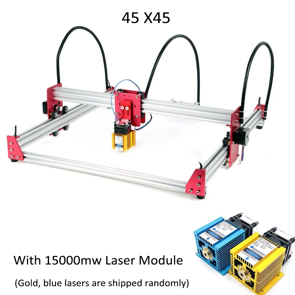 with 15000mw Laser 15 Вт лазерный гравировальный станок 45*45 см 500 МВт 2500 мвт 5500 МВт 15000 МВт деревообрабатывающий фрезерный станок DIY Mini GRBL лазерный нержавеющий гравировальный станок - Цвет: with 15000mw Laser