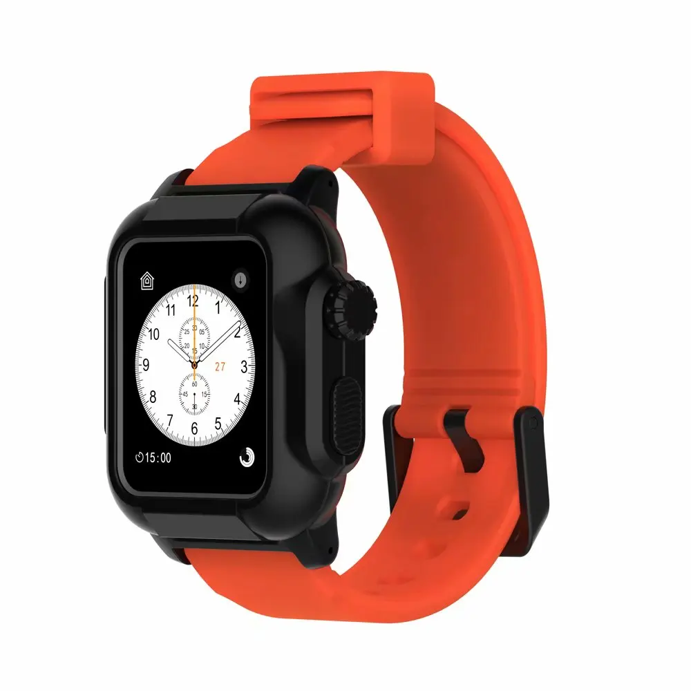 orange Водонепроницаемый корпус ремешки для часов Apple Watch Series 2/3 42 мм Плавание Серфинг силиконовые водонепроницаемые часы ремешок - Цвет ремешка: orange