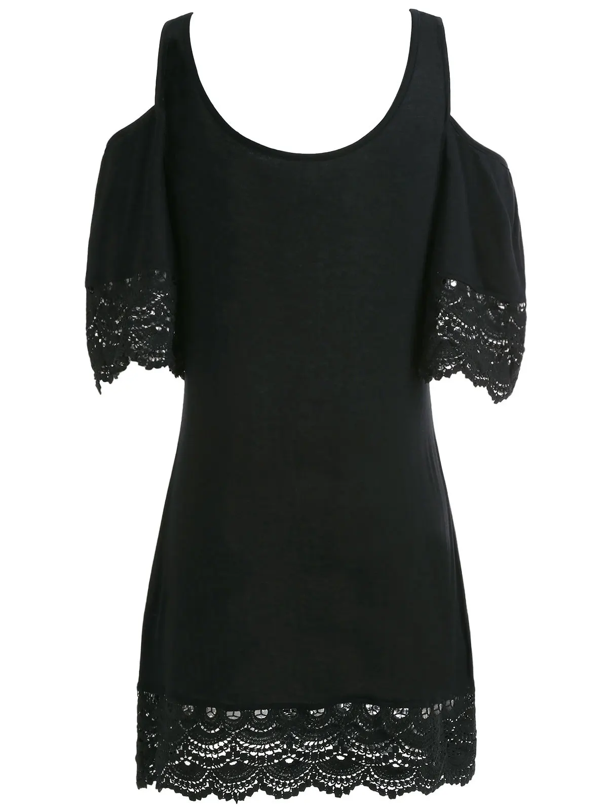 Черное платье VESTLINDA с открытыми плечами и коротким рукавом кружевное