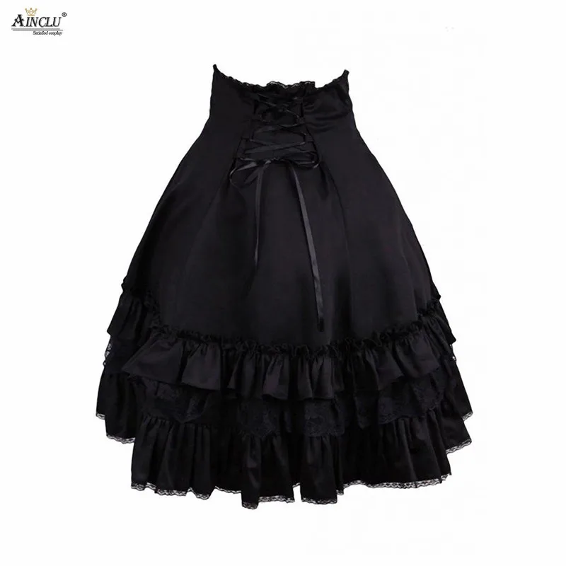 Ainclu XS XXL высокое качество Женская милая хлопковая черная готическая юбка с