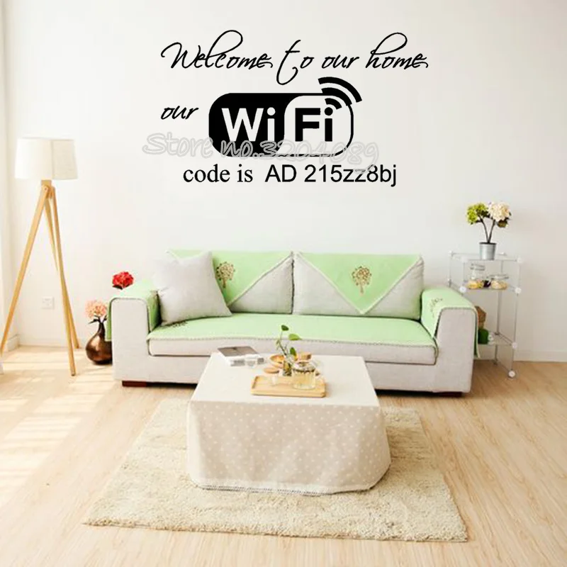 Добро пожаловать на нашу домашнюю Wi-Fi логотип наклейка стену пользовательское