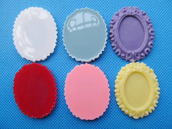 10 шт. Овальный Шарм основа из смолы с плоской задней поверхностью рамка поднос