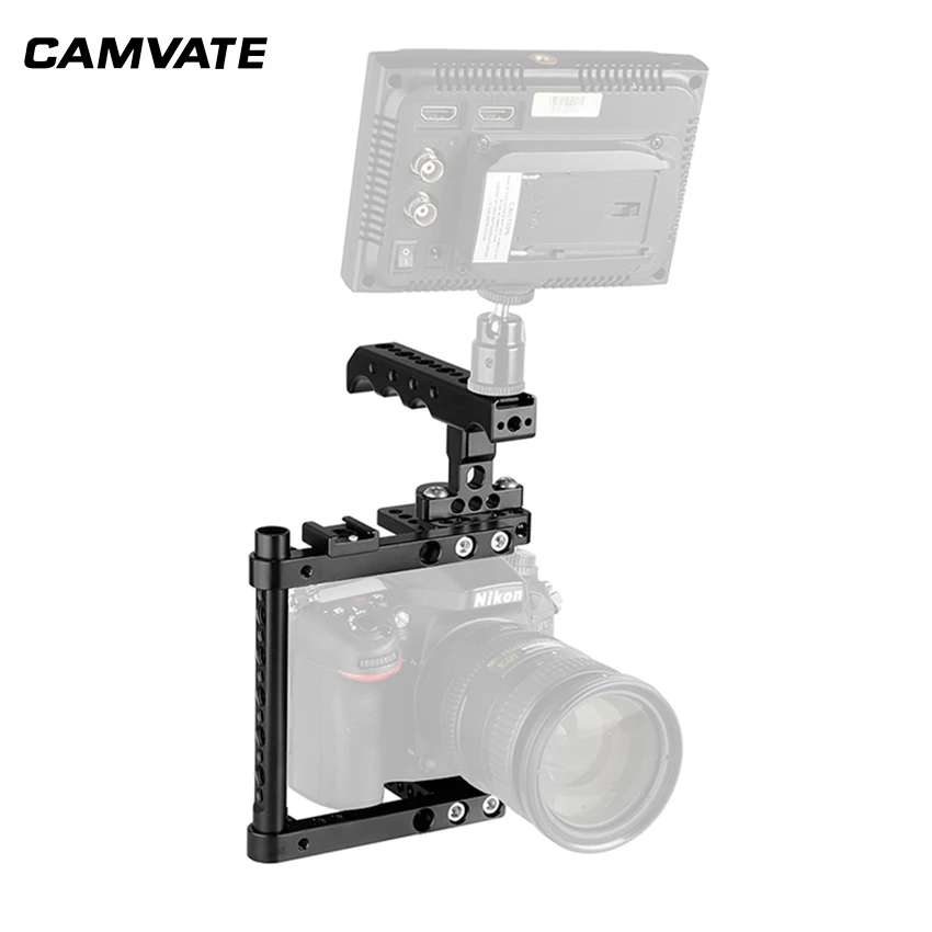CAMVATE камера клетка комплект с верхней сырной ручкой и башмак для 600D 70D 80D(правая рука монтируется) C2182