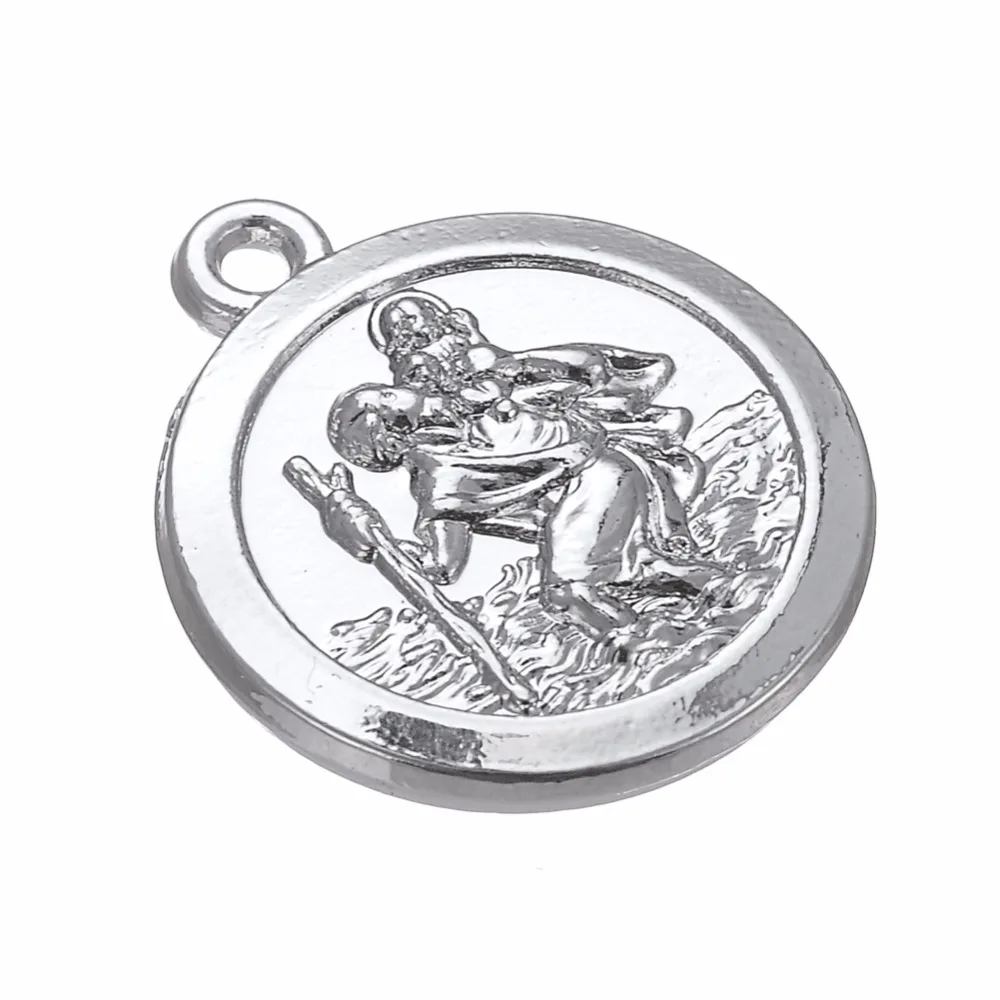 My shape 20 шт St saint charms золотого цвета Кристофер религиозное святое покрытие родиевое ожерелье и браслет с подвеской