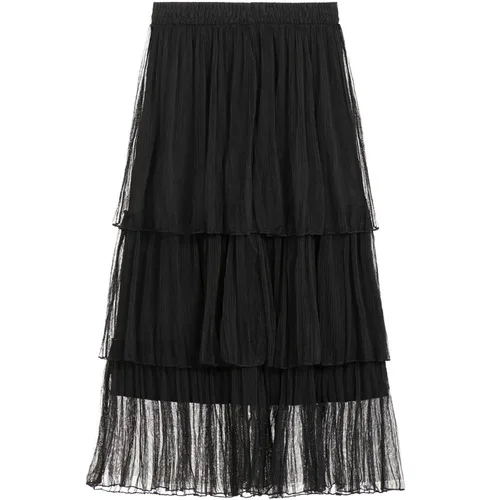 Новая весенняя сетчатая юбка трапециевидной формы многослойная с высокой талией