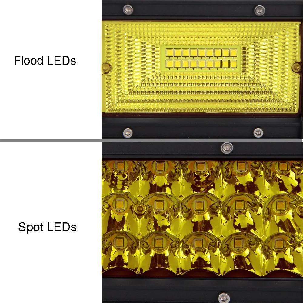 Тройной Ряд 22 дюйма желтая светодиодная балка для автомобиля трактора лодки