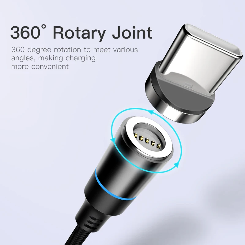 ! ACCEZZ 3A Магнитный кабель для быстрой зарядки и синхронизации данных Micro usb type C