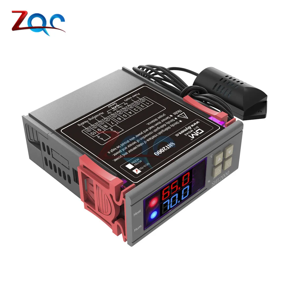DC 12-72V SHT2000 DC 12 В AC 110 В 220 В LED/LCD цифровой регулятор температуры и влажности Измеритель термостат гигрометр термометр гигрометр Отопление - Цвет: DC 12-72V SHT2000