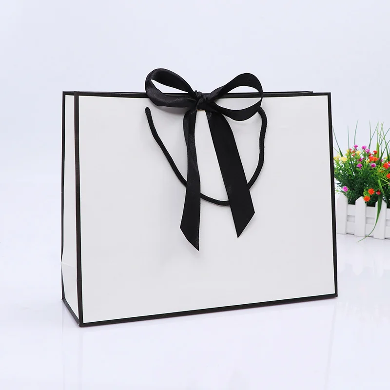 100 шт./лот Креативный дизайн черная рамка белая крафт бумага сумка с ручкой