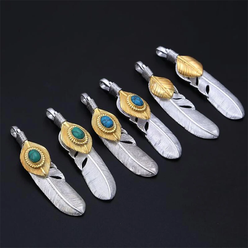 Этнический кулон 100% серебряных украшений 925 пробы для мужчин и женщин с пером летящего орла и голубым камнем в мозаике, для изготовления ожерелья P2.