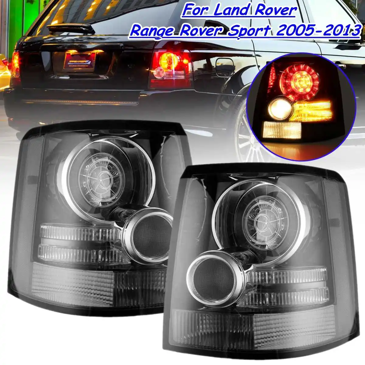1 Pair Автомобильный светодиодный задний светильник для Land Rover Range Rover Sport 2005-2013, дымовая Задняя Тормозная противотуманная фара Drl, аксессуары, боковой задний светильник - Цвет: 1 Pair