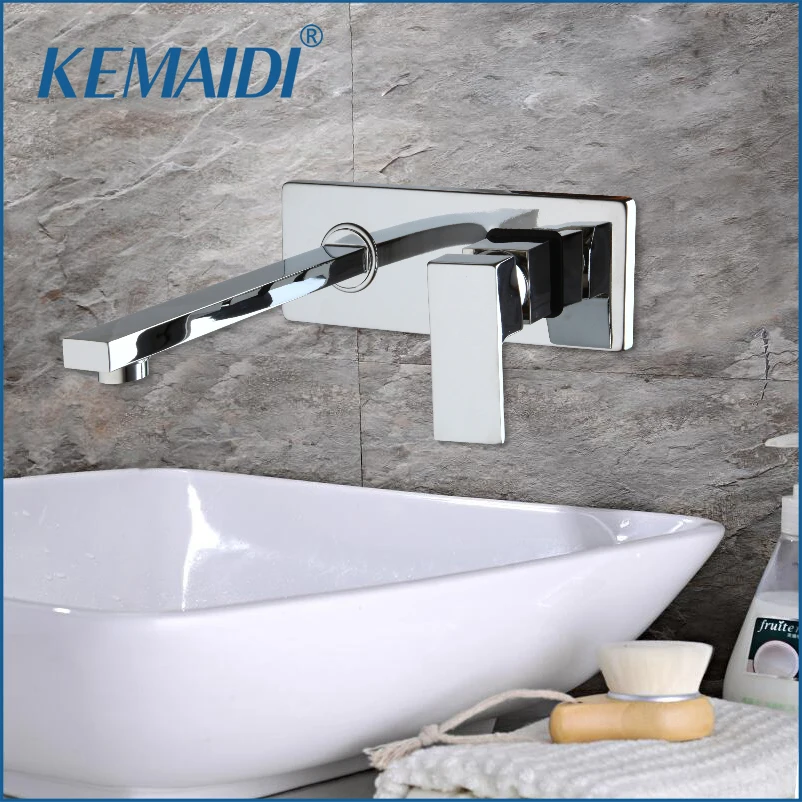 

KEMAIDI Contemporary Concealed Bathroom Basin Faucet Hot and Cold Water Bathroom Faucet Wall Mounted Mixer Tap torneira banheiro