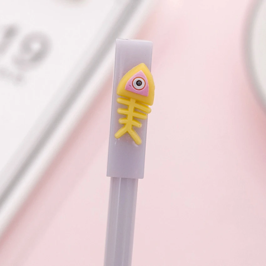 yellow 30 шт./лот Милые силиконовые Лаки рыбы гель черные чернила для ручки гелевая ручка для письма студентов подарок prizeSchool офисные принадлежности - Цвет: yellow