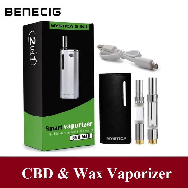 Benecig CBD масла воск испаритель электронная сигарета Vape Mod 650 мАч батарея с двойной